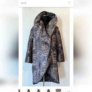 Vicky Tiel Nylon Leopard Cocoon Wrap Coat